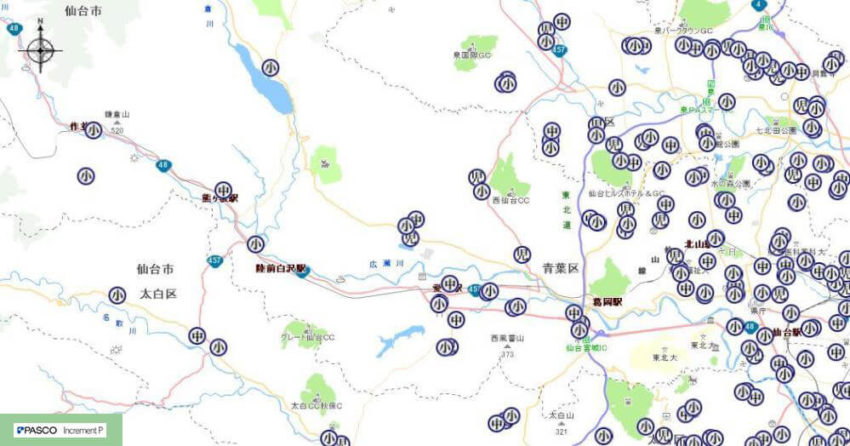 【青葉区】学校・団体紹介地図イメージ